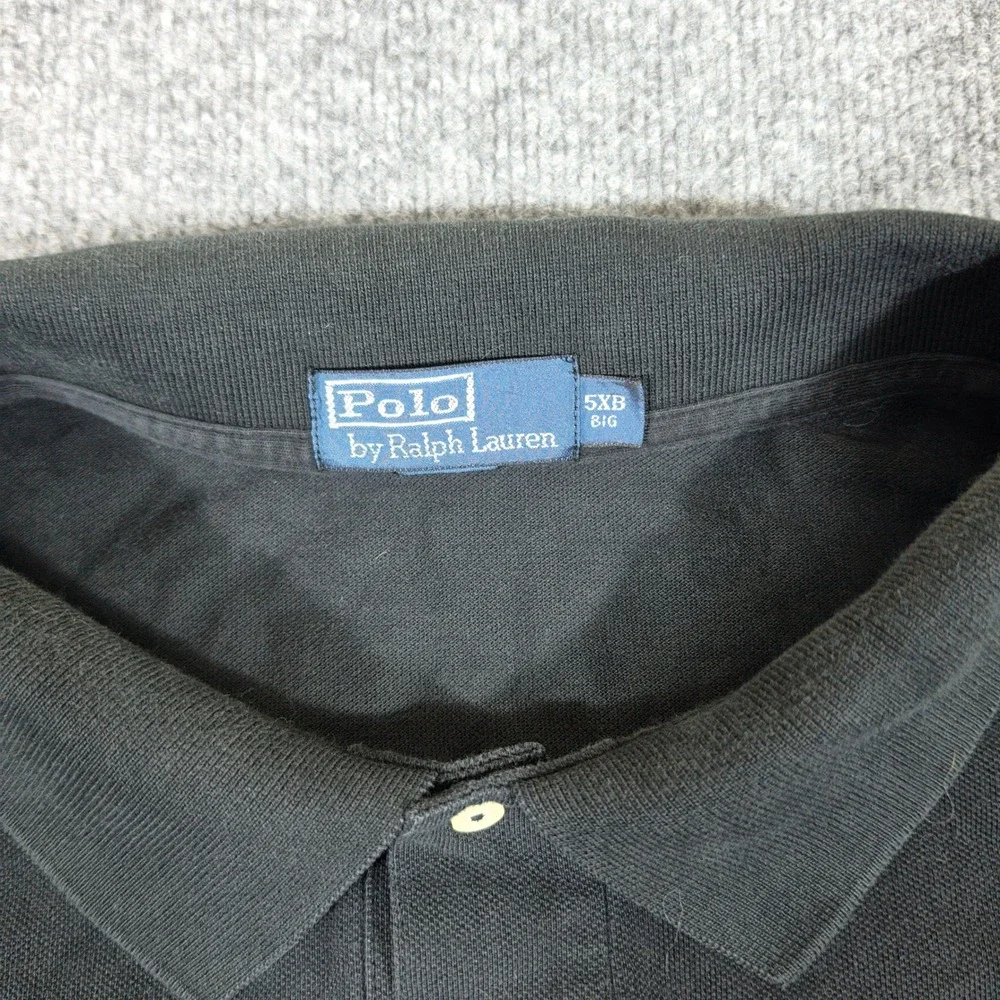 Polo Ralph Lauren Black Big Pony Polo Shirt Mens 5XB Big & Tall Short Sleeve #3